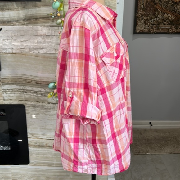 Croft & Barrow Pink With Orange Plaid Shirt. Size 3X (118) - Picture 8 of 14